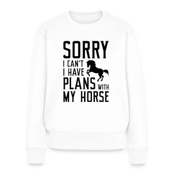 Désolé, je ne peux pas avoir de plans avec mon cheval - Pull Premium bio Femme - blanc - Devant - Julia (174cm)