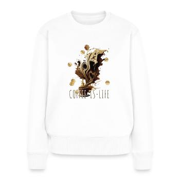 Coffee Is Life Kaffee Surrealismus AI Art Style - Frauen Premium Bio Pullover - Weiß - Vorne - Julia (174cm)