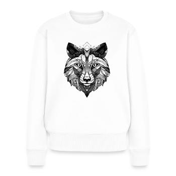 Wolf Geometrisch - Frauen Premium Bio Pullover - Weiß - Vorne - Julia (174cm)