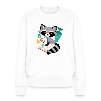 Raccoon with school cone school enrollment school child - Women's Premium Organic Jumper - white - Front - Julia (174cm)