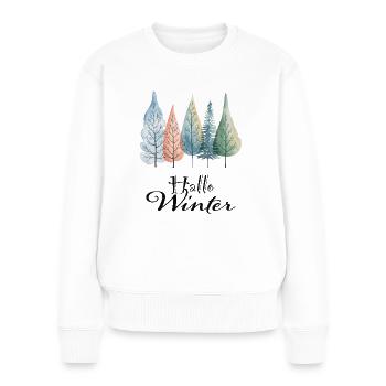 Bonjour l’hiver - Pull Premium bio Femme - blanc - Devant - Julia (174cm)
