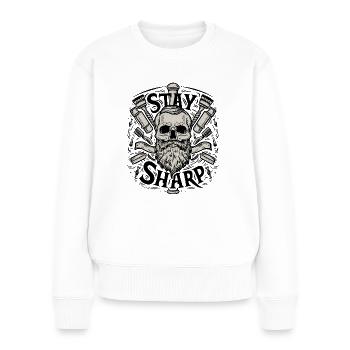 Stay sharp barber - Women's Premium Organic Jumper - white - Front - Julia (174cm)