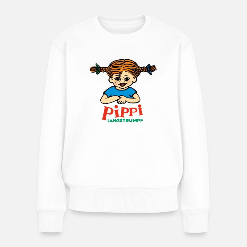 Pippi Langstrumpf Logo - Frauen Premium Bio Pullover - Weiß
