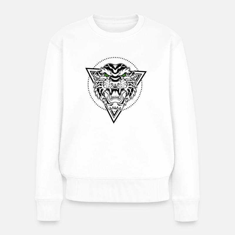 tiger - Frauen Premium Bio Pullover - Weiß