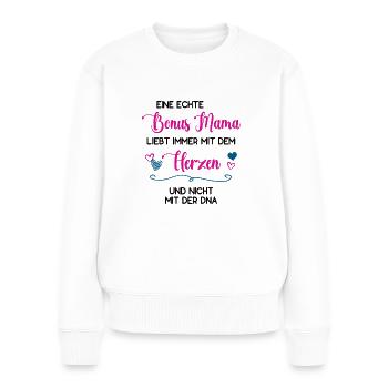 Bonusmama Familie Liebe Patchwork Bonus Mama - Frauen Premium Bio Pullover - Weiß - Vorne - Julia (174cm)
