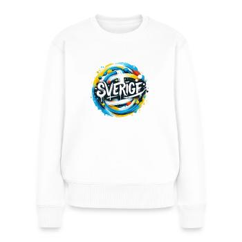 Sverige Sweden Schweden Lettrage avec drapeau - Pull Premium bio Femme - blanc - Devant - Julia (174cm)