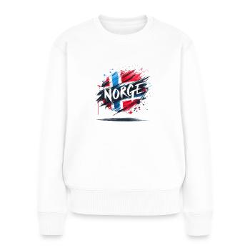 Norge Norvège Norvège Drapeau de la Norvège - Pull Premium bio Femme - blanc - Devant - Julia (174cm)
