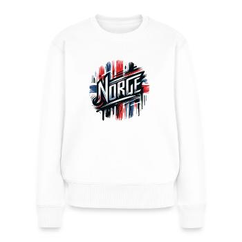 Norge Norvège Norvège Drapeau de la Norvège - Pull Premium bio Femme - blanc - Devant - Julia (174cm)