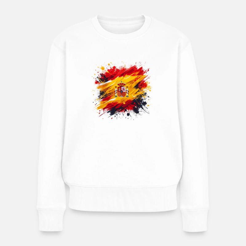 Spain Flag Spanien Flagge Espana - Frauen Premium Bio Pullover - Weiß
