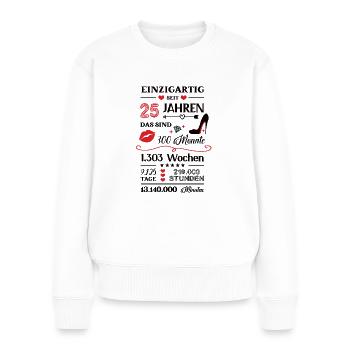25 Geburtstag 25. Birthday Geburtstagsoutfit 25ter - Frauen Premium Bio Pullover - Weiß - Vorne - Julia (174cm)