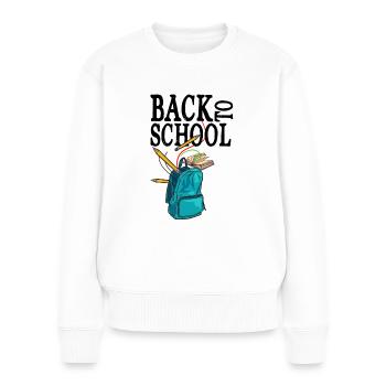 Zurück zur Schule - Frauen Premium Bio Pullover - Weiß - Vorne - Julia (174cm)