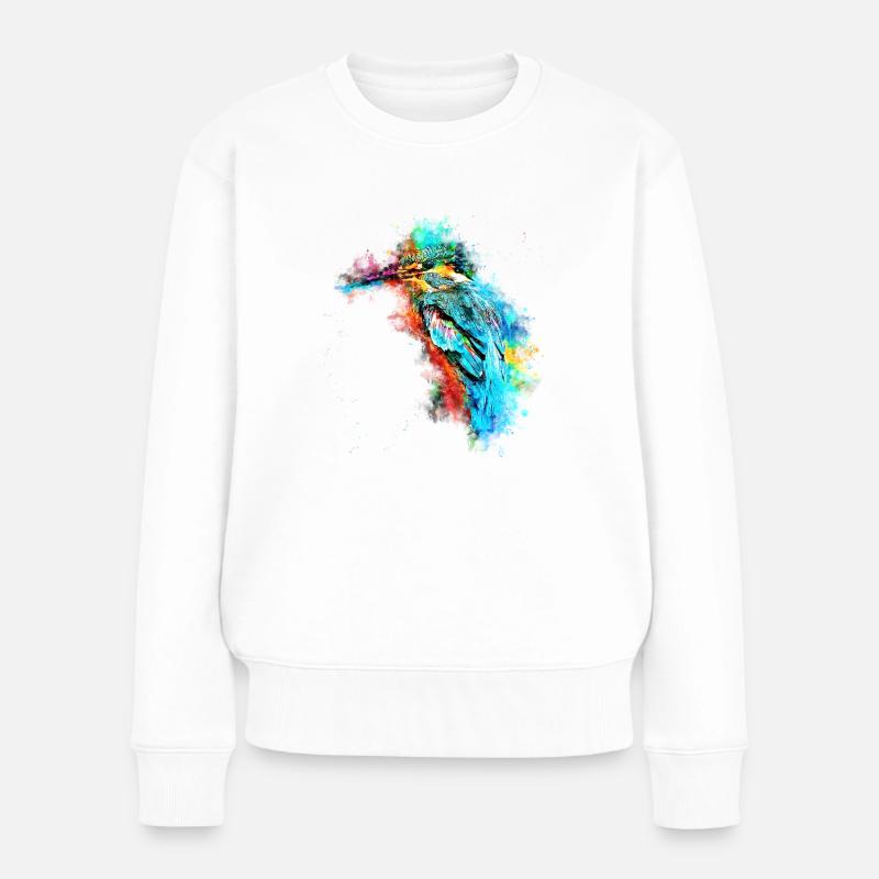 gxp eisvogel kingfisher wasserfarben spritzer - Frauen Premium Bio Pullover - Weiß