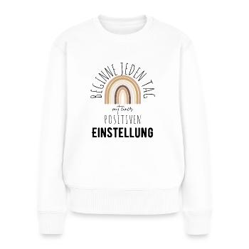 ATTITUDE POSITIVE ÉTAT D’ Motivation - Pull Premium bio Femme - blanc - Devant - Julia (174cm)