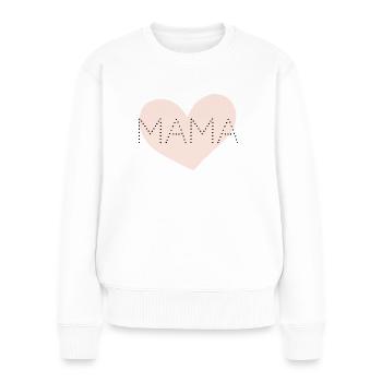 MAMA, gepunktet, Herz, rosa - Frauen Premium Bio Pullover - Weiß - Vorne - Julia (174cm)