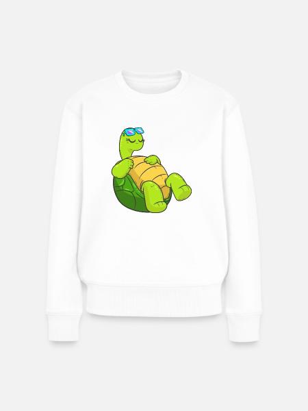 Schildkröte - Frauen Premium Bio Pullover - Weiß