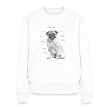 Anatomie eines Mops - Frauen Premium Bio Pullover - Weiß - Vorne - Julia (174cm)