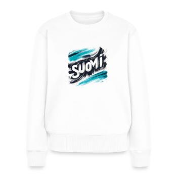 Suomi Finland Finnland - Frauen Premium Bio Pullover - Weiß - Vorne - Julia (174cm)
