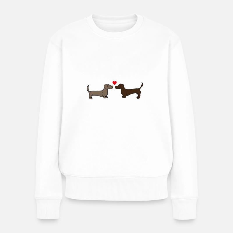 zwei sich küssende Dackel , Geschenkidee, Poster - Frauen Premium Bio Pullover - Weiß