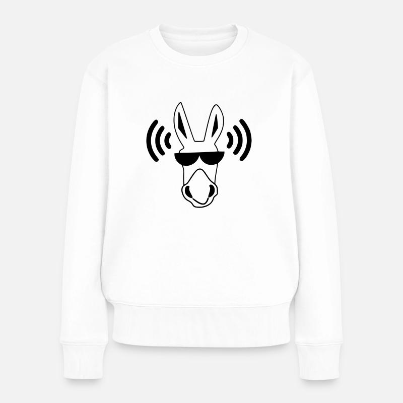 Le plus cool wifi / âne de musique avec des lunettes de soleil - Pull Premium bio Femme - blanc