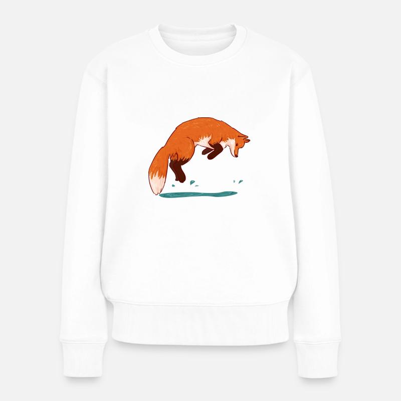 Springender Fuchs - Frauen Premium Bio Pullover - Weiß