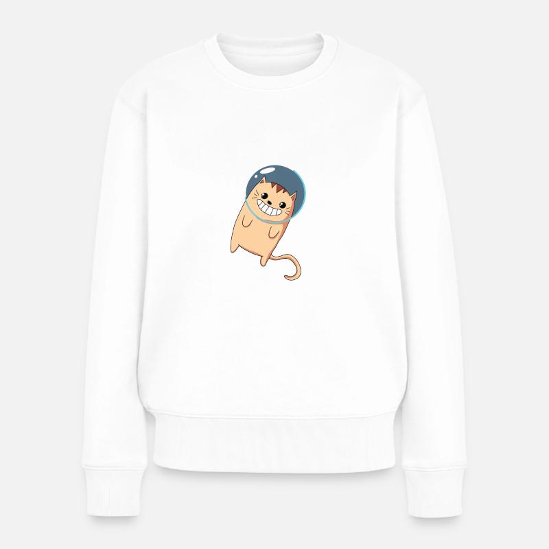 Katze - Weltraum - Kätzchen - Weltall - Frauen Premium Bio Pullover - Weiß