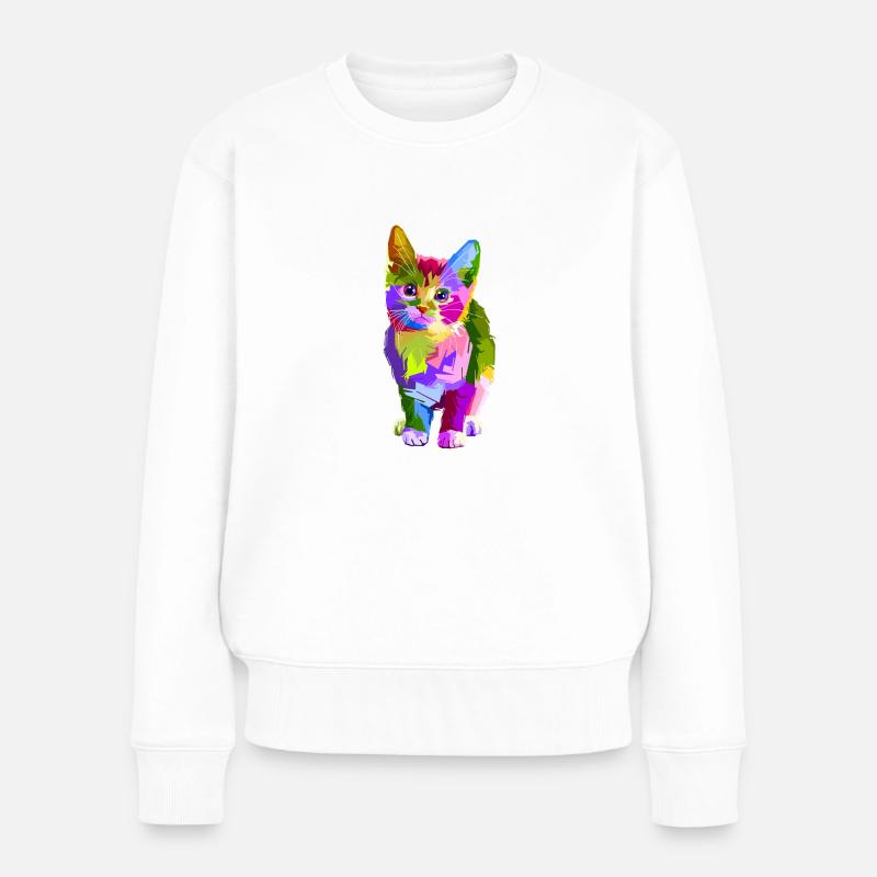 Le chat coloré - Pull Premium bio Femme - blanc