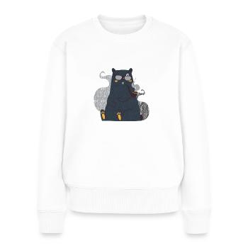 T-Shirt cooler Bär Pfeife - Frauen Premium Bio Pullover - Weiß - Vorne - Julia (174cm)