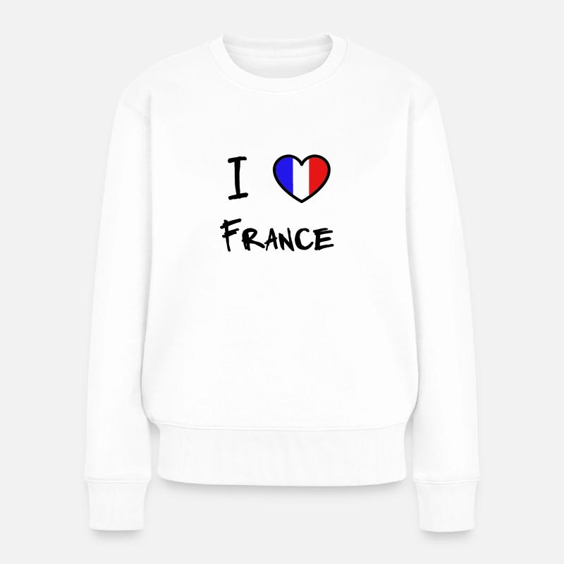 France - Frauen Premium Bio Pullover - Weiß