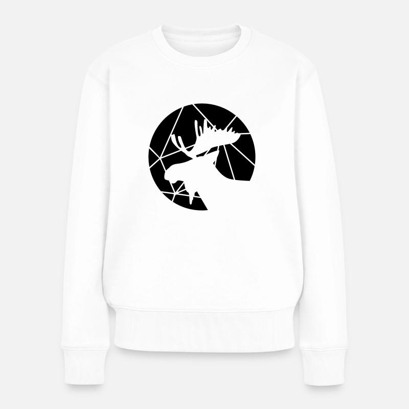 Elch Gittermuster - Frauen Premium Bio Pullover - Weiß
