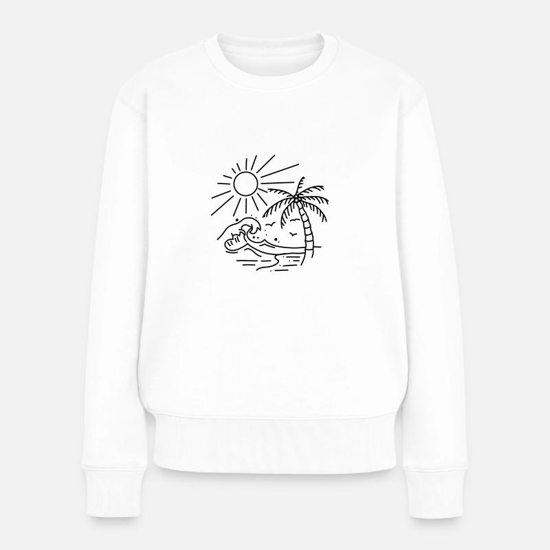 Strand Meer Sonne Palmen - Frauen Premium Bio Pullover - Weiß
