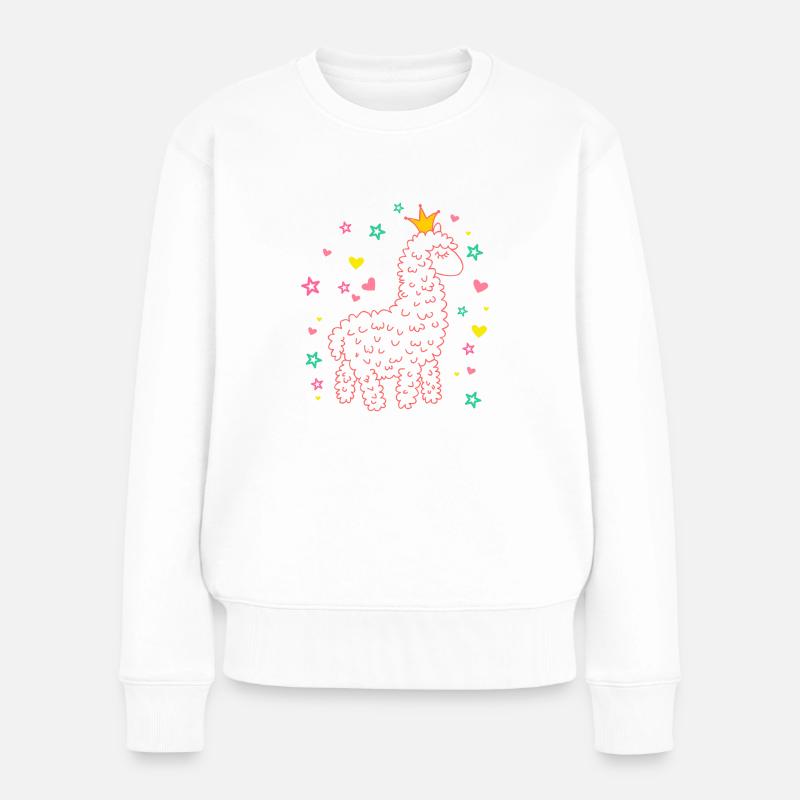 Lama - Frauen Premium Bio Pullover - Weiß
