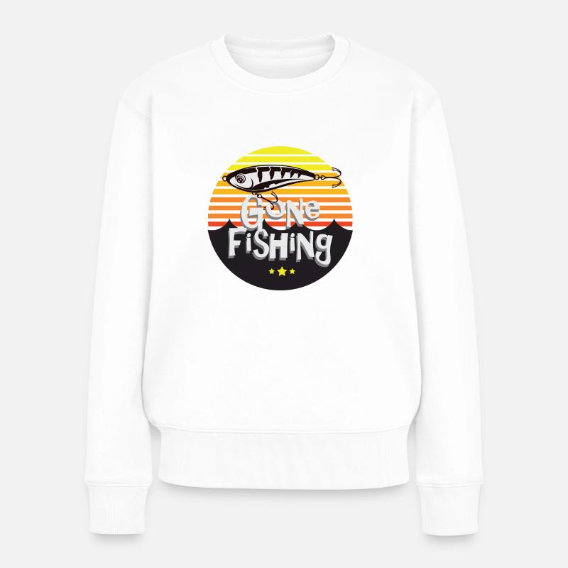 Gone fishing - Frauen Premium Bio Pullover - Weiß