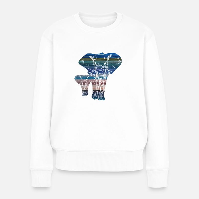 Famille d'éléphants colorés - Pull Premium bio Femme - blanc