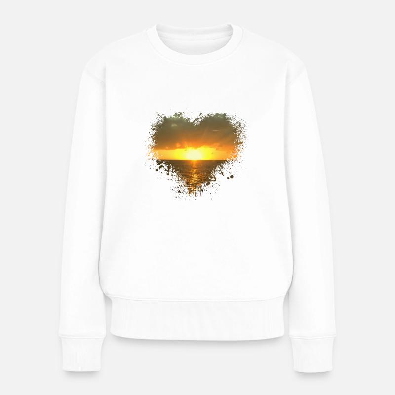Sonnenaufgang Splatter Fleck Splash Spritzer Sonne - Frauen Premium Bio Pullover - Weiß