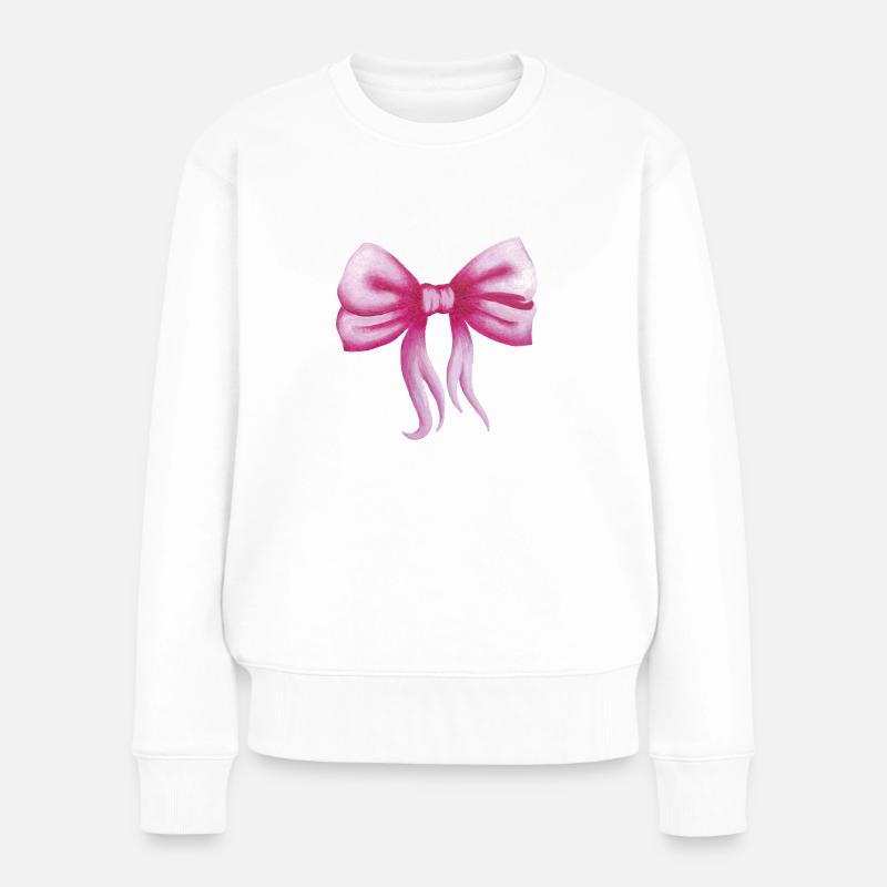 Schleife - Frauen Premium Bio Pullover - Weiß