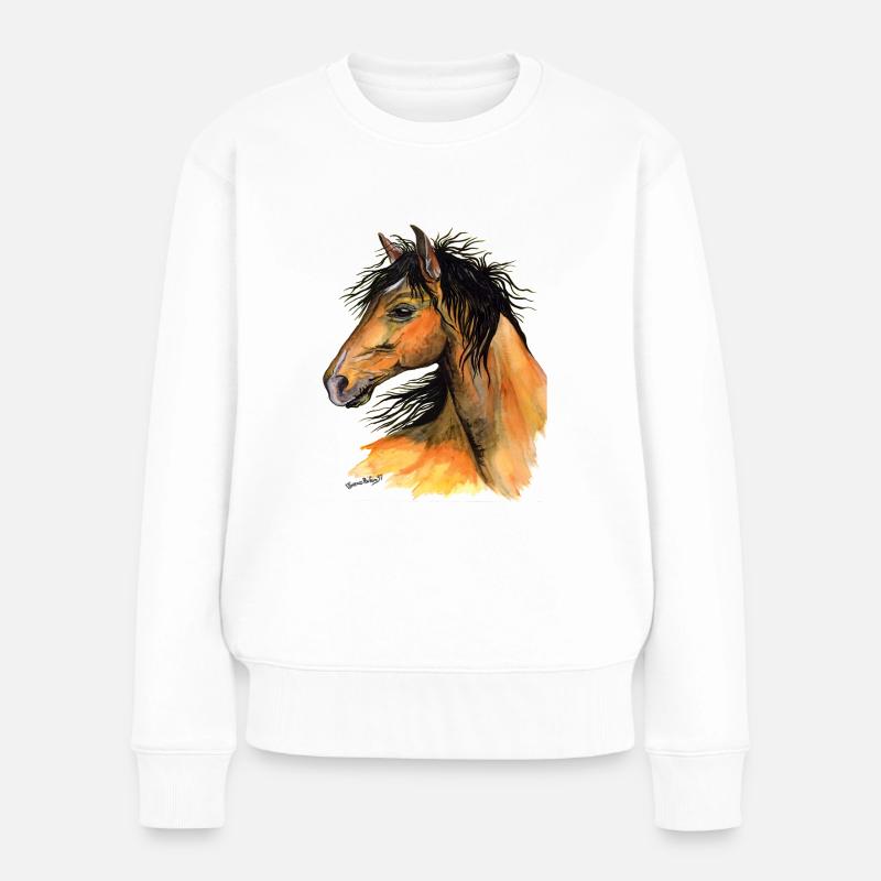 tête de cheval - Pull Premium bio Femme - blanc
