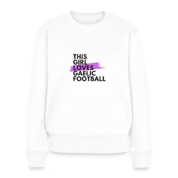 Cette fille aime le football gaélique - Pull Premium bio Femme - blanc - Devant - Julia (174cm)