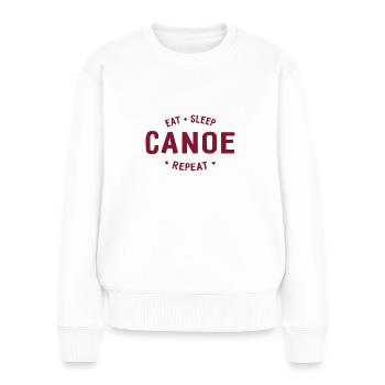 Manger dormir Canoë Répéter - Pagayer - Pagayer - Canoë - Pull Premium bio Femme - blanc - Devant - Julia (174cm)