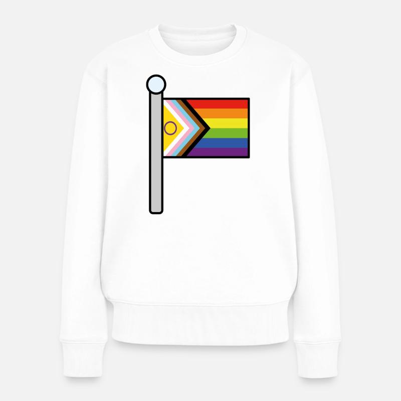 Inklusive Progress Pride Fahnenmast - Frauen Premium Bio Pullover - Weiß