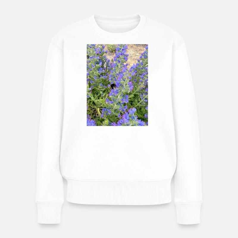 Fliederblüten Bienenfreundliches Muster - Frauen Premium Bio Pullover - Weiß