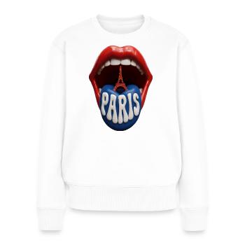 Pop Art de la Langue de Paris - Pull Premium bio Femme - blanc - Devant - Julia (174cm)