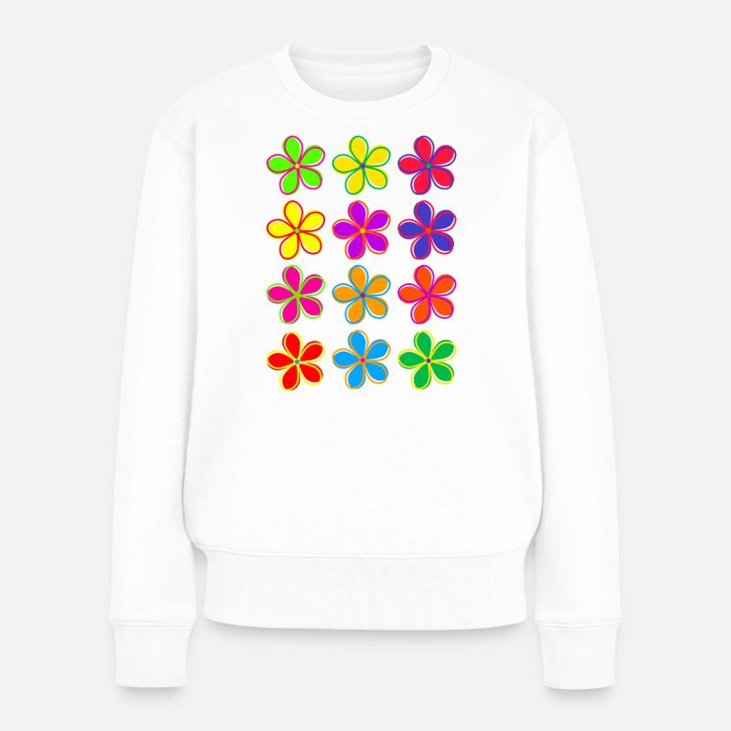 Gänseblümchen-Blumen - Frauen Premium Bio Pullover - Weiß