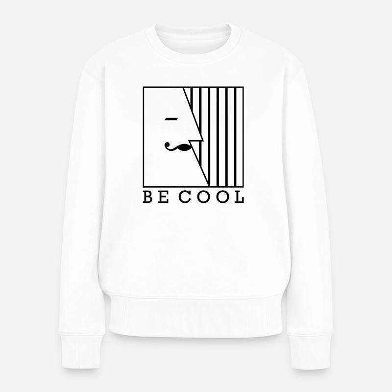 BE COOL - Vintage Mustache Face 1 - Pull Premium bio Femme - blanc