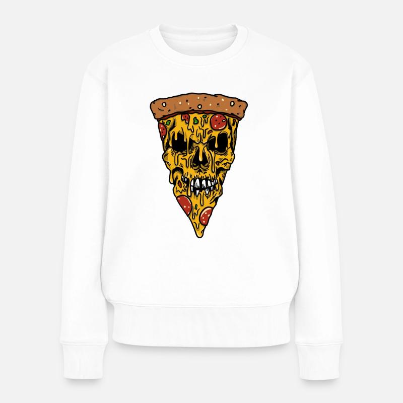 Crâne de pizza au fromage - Pull Premium bio Femme - blanc
