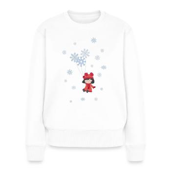 Jolie petite fille avec des flocons de neige - Pull Premium bio Femme - blanc - Devant - Julia (174cm)