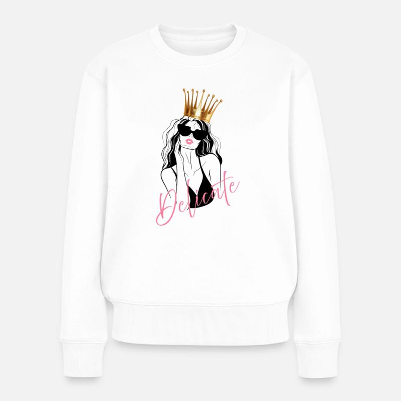Delicate Woman - Frauen Premium Bio Pullover - Weiß