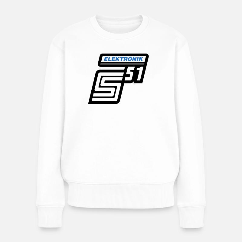 Simson S51 Electronics Emblem (Colors Changeable) - Women's Premium Organic Jumper - white