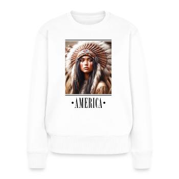 Culture Club - America 3 - Frauen Premium Bio Pullover - Weiß - Vorne - Julia (174cm)
