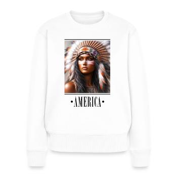 Culture Club - America 5 - Frauen Premium Bio Pullover - Weiß - Vorne - Julia (174cm)
