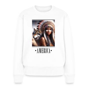 Culture Club - America 6 - Frauen Premium Bio Pullover - Weiß - Vorne - Julia (174cm)